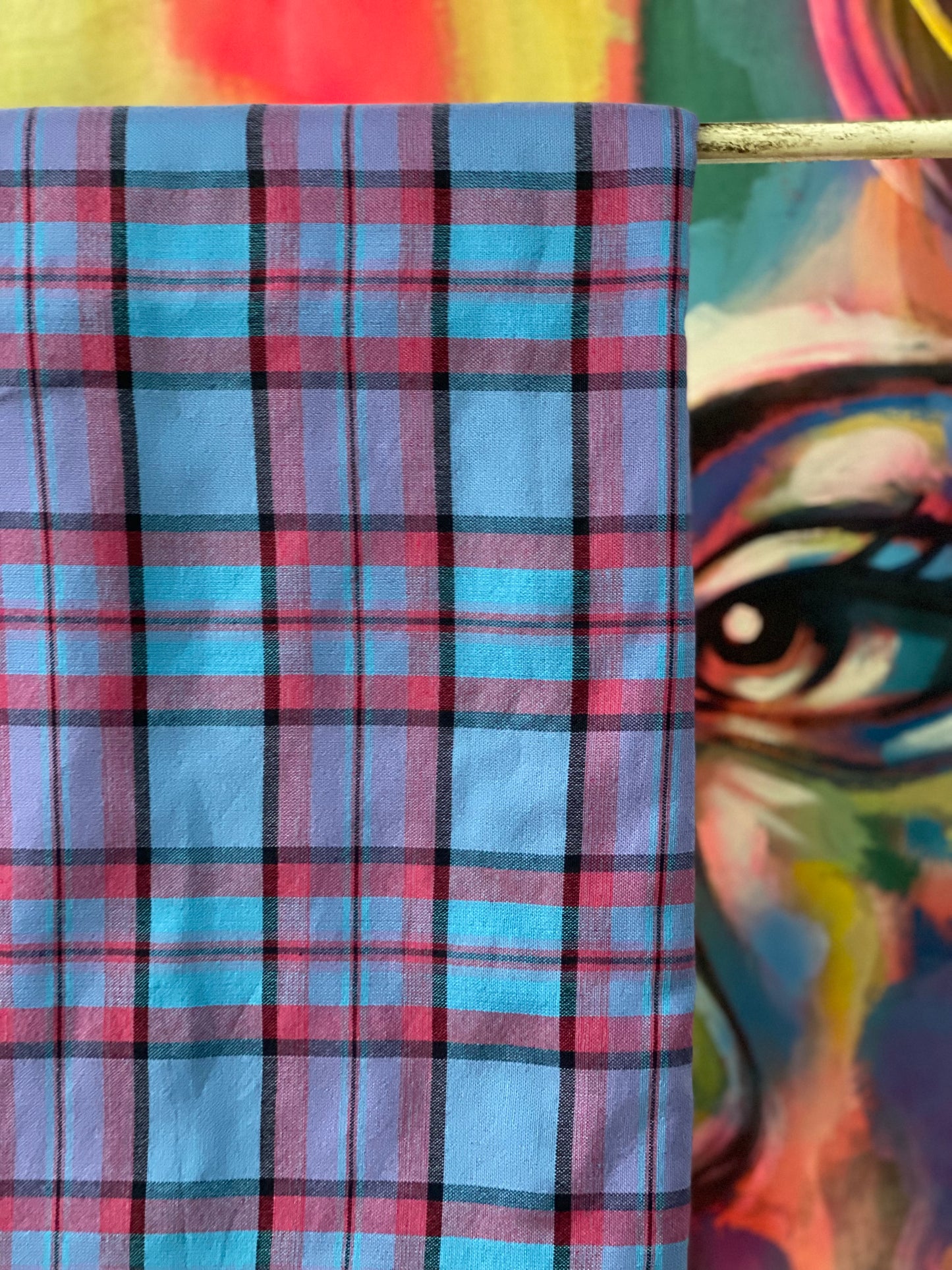 Fabric Checkered Purple, Red, Black, & Blue