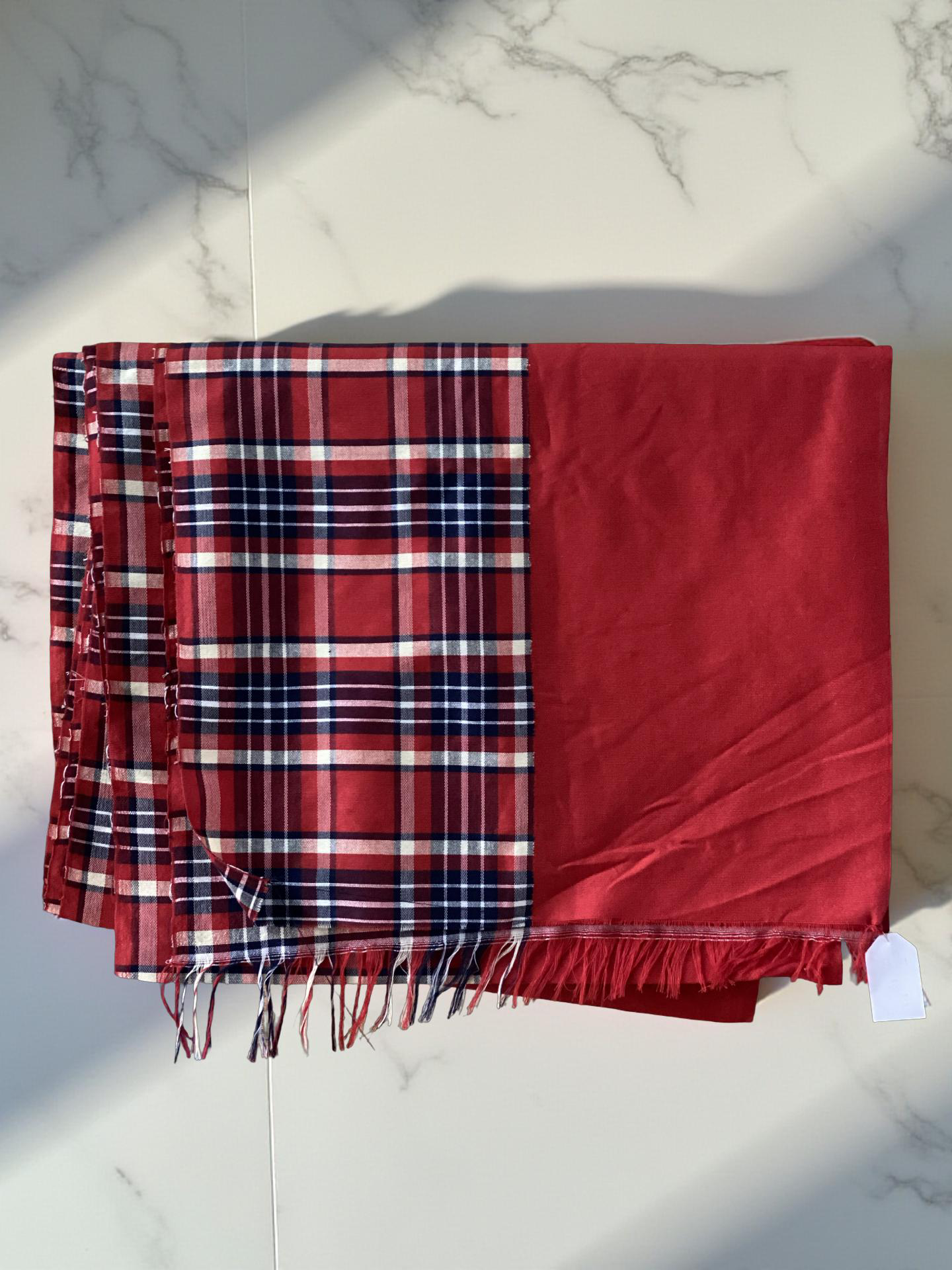 checkered red, black & white / plain red
