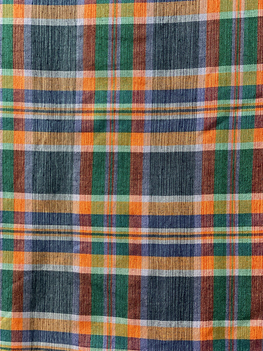 Fabric Checkered Orange, Black, Blue & Green (FAB 13)
