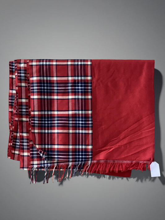 checkered red, black & white / plain red